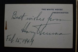Harry Bess Margaret Truman signed White House cards autograph 2