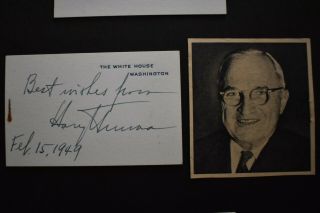 Harry Bess Margaret Truman signed White House cards autograph 3