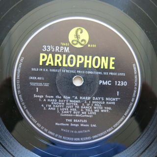 THE BEATLES A Hard Days Night UK 1st press mono vinyl LP Parlophone PMC 1230 VG, 5