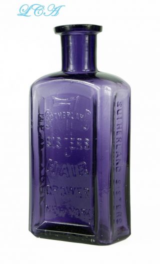 Pristine Purple Antique 7 Sutherland Sisters Hair Grower Quack Hair Tonic Bottle