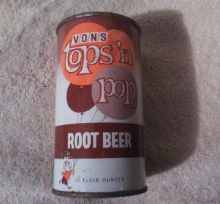 Tops N Pops Root Beer Flat Top Soda Can