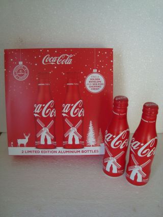 Limited Coca Cola " Windmill Box " Aluminium Bottles The Netherlands 2017