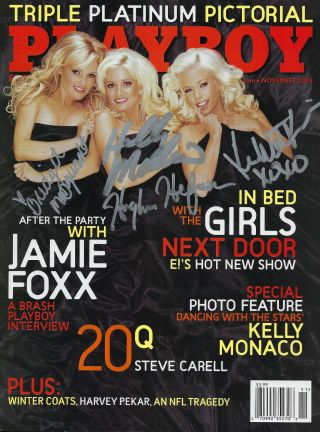 Hugh Hefner And The Girls Next Door Signed Autographed Playboy November 2005