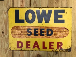 Vintage 1940s Lowe Seed Dealer Farm Crop Advertising Sign Feed