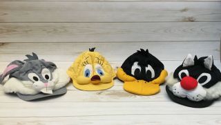 Looney Tunes 4 Vintage Arbys Promotional Hats Bugs Bunny Tweety Sylvester Daffy