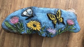 Wood Carved Butterflies And Flowers Garden Wall Sculpture Lisa Rogers Carving
