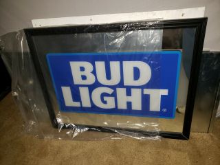 Big Bud Light Sign Mirror,  Oem By Anheiser Busch,  Bar Mancave Large 3 