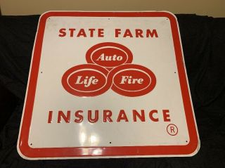 Large Vintage State Farm Insurance Gas Oil 34.  5 " Embossed Metal Sign