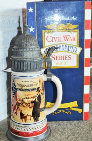 1993 Budweiser The Civil War President Abraham Lincoln Beer mug Stein 03206 2