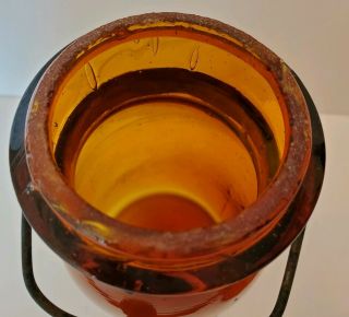 Antique Amber Globe Pint Jar Lid Metal Clasp Bail Patented May 25 1886 7
