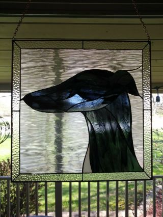 Large Greyhound Stained Glass Hanging