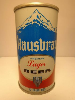 Hausbrau Straight Steel Pull Tab Beer Can 74 - 20 Metallic Red Maier Brewing Co.