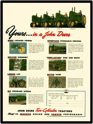John Deere Tractors Metal Sign: 2 Cylinder Tractors Features Listed