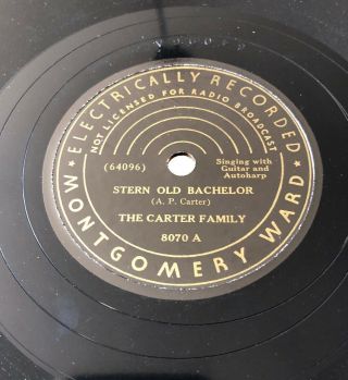 E 78 Rpm The Carter Family Montgomery Ward 8070 Decca Masters Country Hillbilly