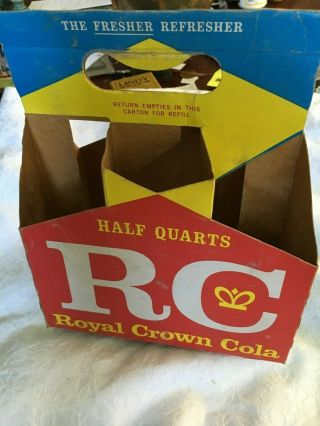 Vintage Colorful Royal Crown Cola Half Quart 6 Bottle Carton