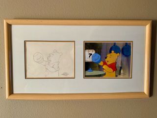 Disney " The Adventures Of Winnie The Pooh " Animation Cel And Drawing