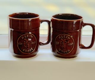 Vintage Klein Tools Lineman Coffee Cups Mugs 125th Anniversary Pfaltzgraff 1982