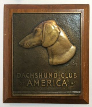 Dachshund Club Of America Bronze Plaque Larger Size Katharine Lane - Good Cond