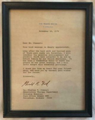 President Gerald Ford Signed Nov 16 1976 Autographed Letter From The White House