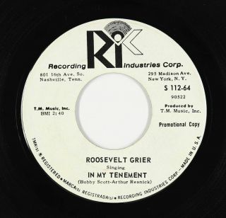 Northern/deep Soul 45 - Roosevelt Grier - In My Tenement - Ric - Vg,  Mp3
