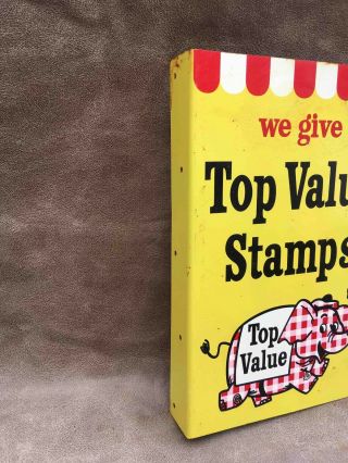 Old We Give Top Value Stamps 2 Sided Advertising Store Flange Sign Elephant Logo 4