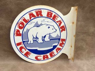Old Polar Bear Ice Cream Double Sided Advertising Flange Painted Sign