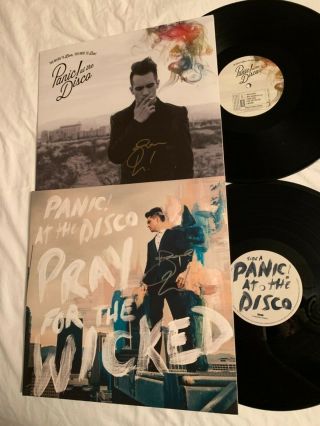 2x Lp Signed Panic At The Disco Vinyl Brendon Urie Pray For The Wicked Record