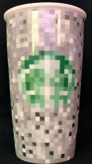 Starbucks 2012 Rodarte Pixel Double Wall Ceramic Travel Tumbler 12 Oz With Lid