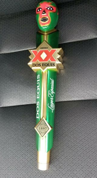 Dos Equis Lager Especial Beer Tap Handle W/ Lucha Libre Topper 14 "