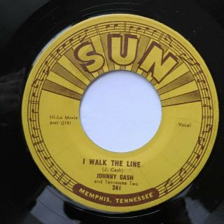 Johnny Cash 45 - I Walk the Line / Get Rhythm - SUN 241 Strong VG 3