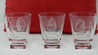 Coca - Cola Centennial Calendar Girl Footed Drink Glass - Set Of 3