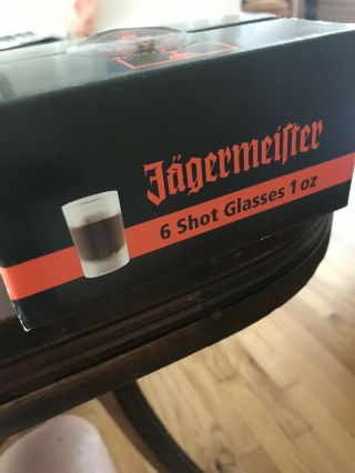 Jagermeister Set Of 6 Frosted Glass Shot Glasses 4 Cl Nib