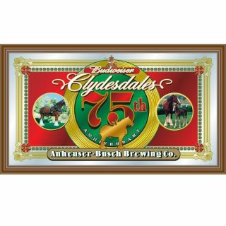 Budweiser " Clydesdales 75th Anniversary " Framed Logo Mirror
