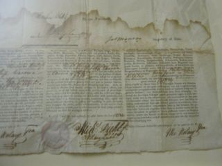 Presidents JAMES MADISON JAMES MONROE Dual AUTOGRAPH Ship ' s Papers SIGNED 1812 7