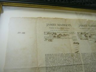 Presidents JAMES MADISON JAMES MONROE Dual AUTOGRAPH Ship ' s Papers SIGNED 1812 9