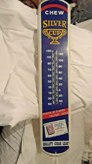 Large Vintage " Silver Cup " Thermometer Sign
