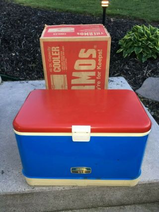 Vintage Thermos Red & Blue Beer Soda Camping Cooler 45 Qt