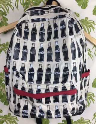 Coca - Cola Backpack Official Licensed Screen Print Bottles Canvas Rare Coke