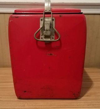 RARE 1940 ' s Coca Cola Soda Pop Picnic Cooler Embossed Metal with Sandwich Tray 5