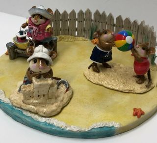 A DAY AT THE BEACH - Includes 3 Wee Forest Folk mice (M076,  M279,  M310),  base 2
