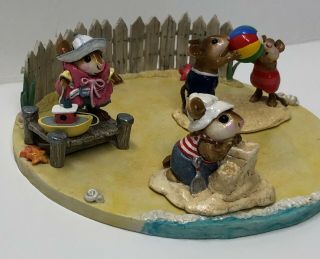 A DAY AT THE BEACH - Includes 3 Wee Forest Folk mice (M076,  M279,  M310),  base 3