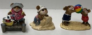A DAY AT THE BEACH - Includes 3 Wee Forest Folk mice (M076,  M279,  M310),  base 7