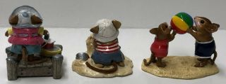 A DAY AT THE BEACH - Includes 3 Wee Forest Folk mice (M076,  M279,  M310),  base 8