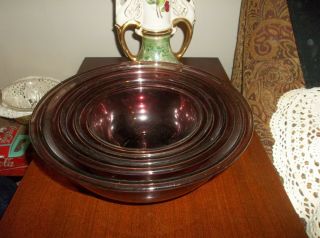 Set Of 4 Glass Pyrex Mixing Bowls Lavender Color