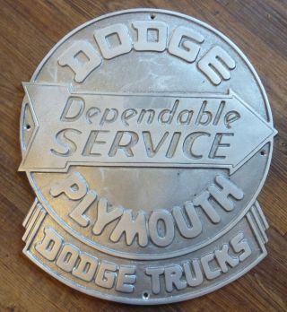 1940s Plymouth Dodge Service Dealer Sign Aluminum Mold Casting Cast