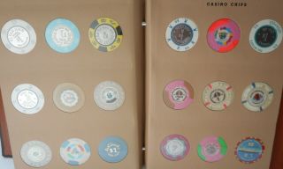 Album of 45 Casino Gaming Token Chips; Bahamas,  PR,  Atlantic City,  Incl Playboy 6