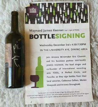 2006 Chupacabra Autographed Wine Bottle & Promo Poster Maynard James Keenan Tool