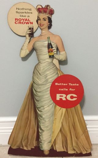 Vintage Rc Cola Soda Cardboard Queen Nothing Sparkles Like A Royal Crown Standup