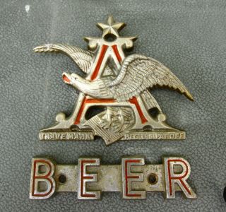 Vintage Anheuser Busch Eagle Metal Beer Advertising Emblems - Budweiser