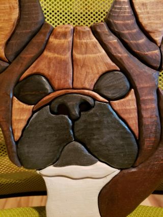 OOAK Hand made painted Fawn Black Mask French Bulldog pine wood wall art piece 2